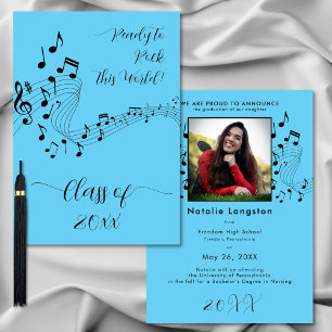 Rock Music Black Blue Photo Graduate Announcement