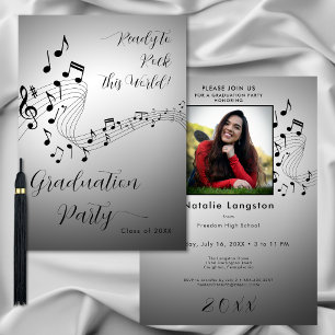 Rock Music Black & White Photo Graduation Party Invitation
