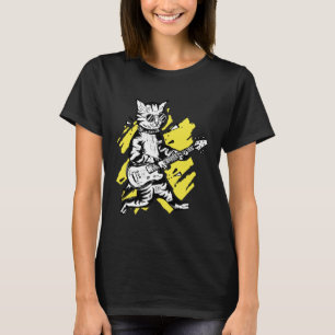 Rock Music Cool Cat With Sunglasses Playing Guitar T-Shirt