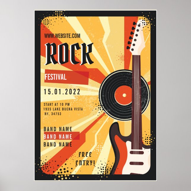Rock music festival flyer Announcement Poster (Front)