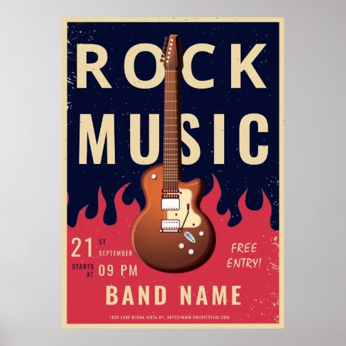 Rock music festival flyer Announcement Poster