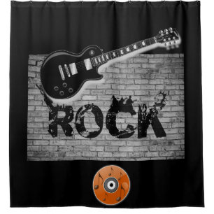 Rock Music guitar black showercurtain Shower Curtain