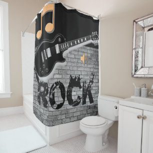 Rock Music guitar black showercurtain Shower Curtain
