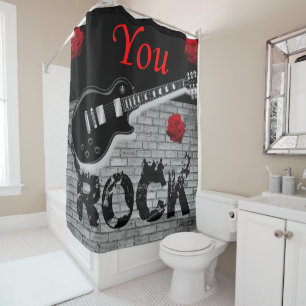 Rock Music guitar black showercurtain Shower Curtain