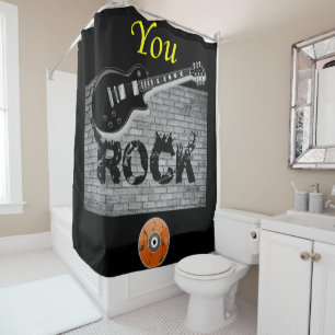 Rock Music guitar black showercurtain Shower Curtain