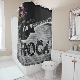 Rock Music guitar black showercurtain Shower Curtain