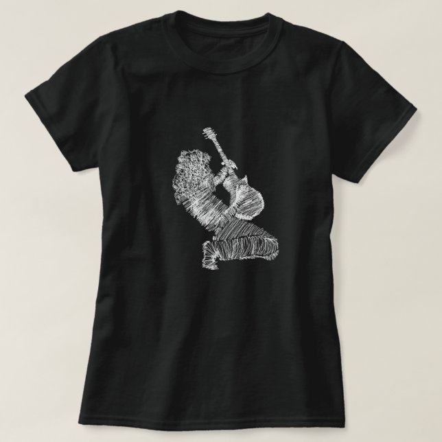 Rock Music Guitar Player T-Shirt (Design Front)