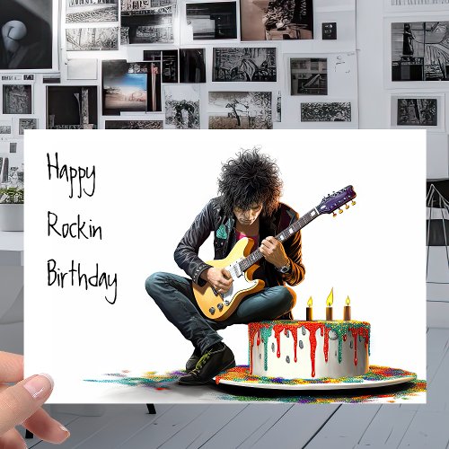 Rock Music Guitarist _ Cool Happy Rockin Birthday Card
