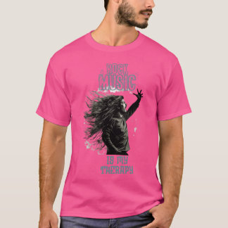 Rock music is my therapy headbanger quote girl T-Shirt