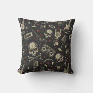 Rock Music Pattern Throw Pillow
