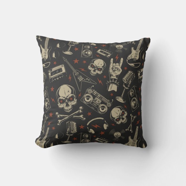 Rock Music Pattern Throw Pillow (Front)