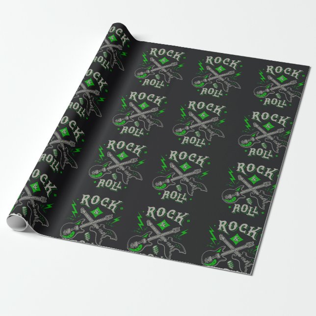 Rock Music Pattern  Wrapping Paper (Unrolled)