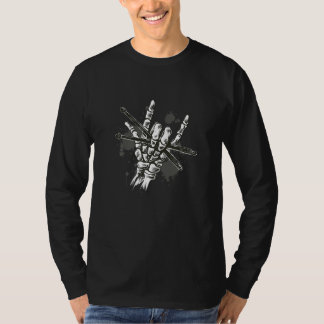 Rock Music Rocker Skeleton Drumsticks Hand Premium T-Shirt