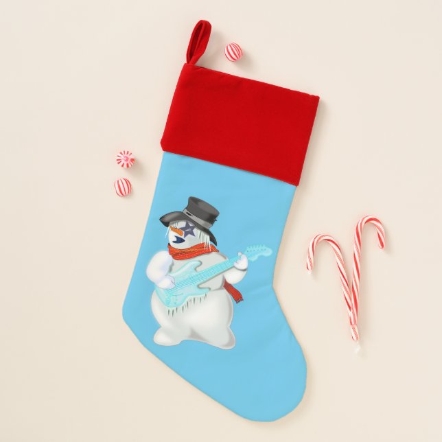 Rock Music Snowman Funny Christmas Stocking (Front)