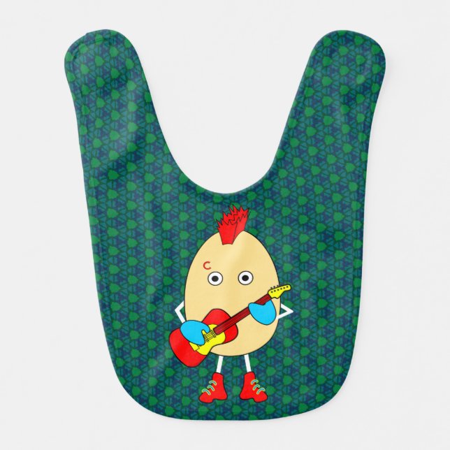 Rock Musician Egghead Baby Bib (Front)