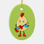 Rock Musician Egghead Ceramic Ornament