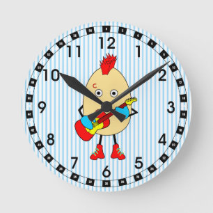 Rock Musician Egghead Round Clock