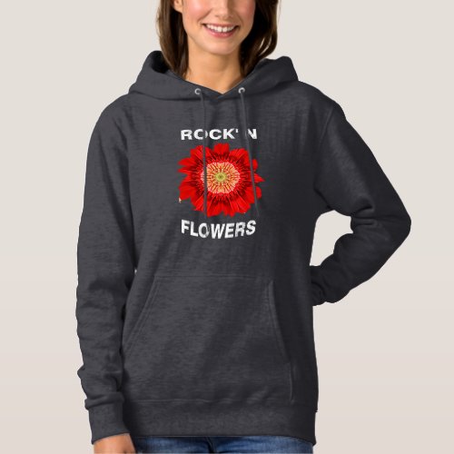 Rock N Flowers _ Abstract flower red and yellow Hoodie