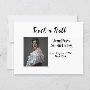 Rock n roll 20th birthday girl photo elegant moder postcard