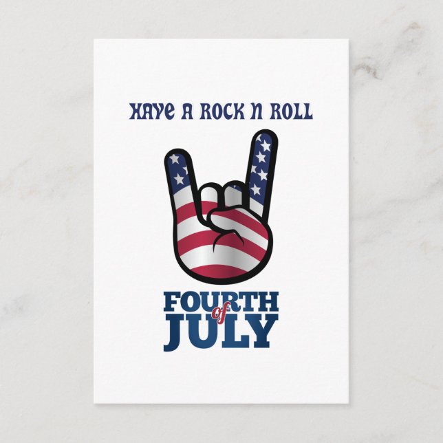 Rock N Roll 4th of July Enclosure Card (Front)