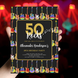 Rock n Roll 50th Birthday Party  Invitation