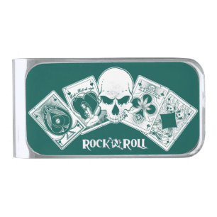 Rock n Roll Aces Silver Finish Money Clip