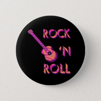 Rock 'n Roll Acoustic Guitar Button by oldrockerdude at Zazzle