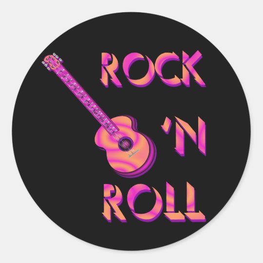 Rock 'n Roll Acoustic Guitar Sticker | Zazzle.com