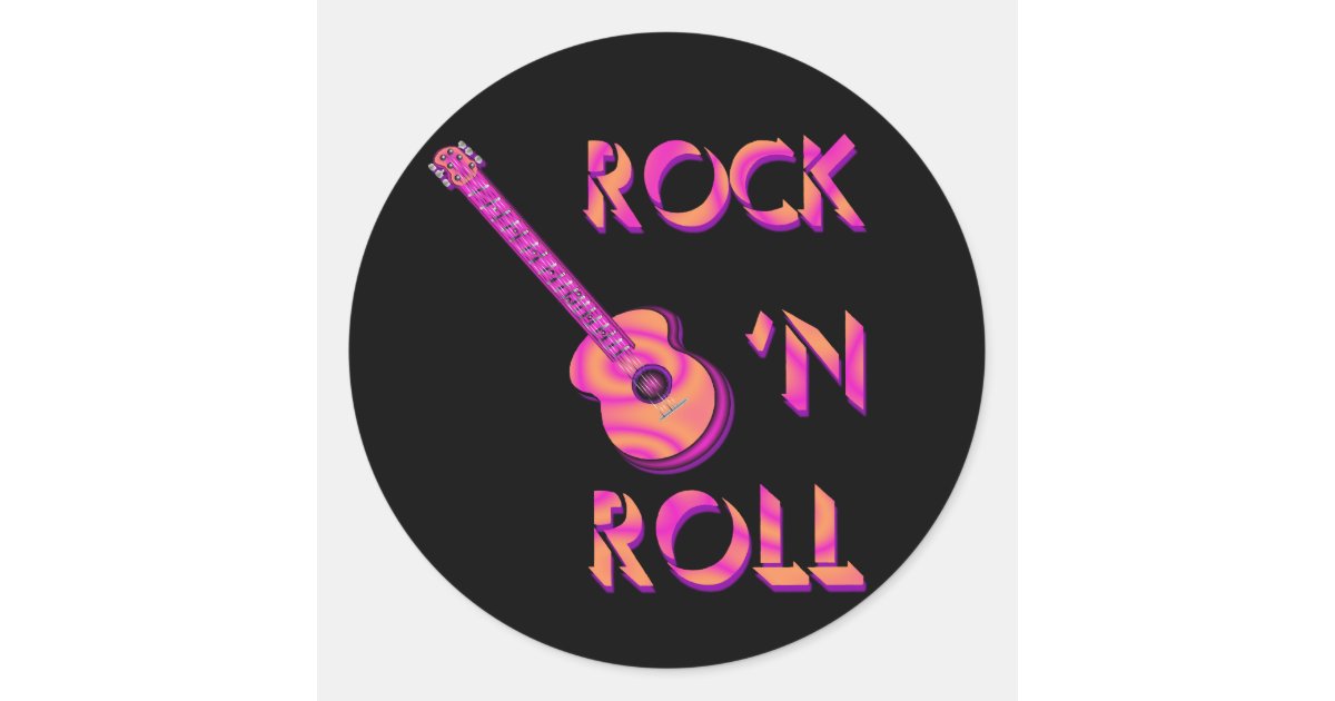 Rock 'n Roll Acoustic Guitar Sticker | Zazzle