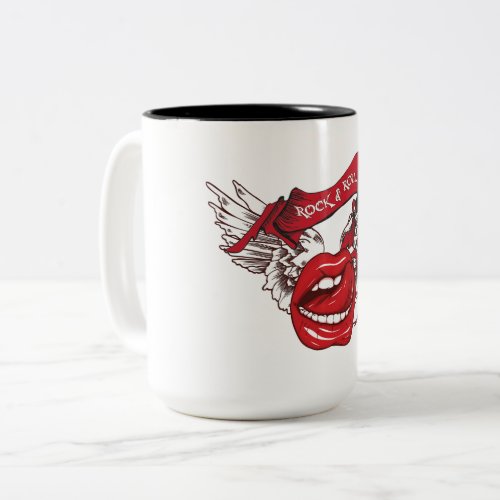 Rock n Roll Angel Lips Two_Tone Coffee Mug