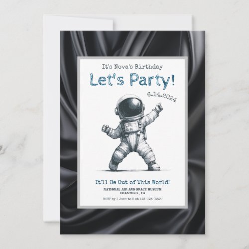 Rock n Roll Baby Astronaut Space Invitation