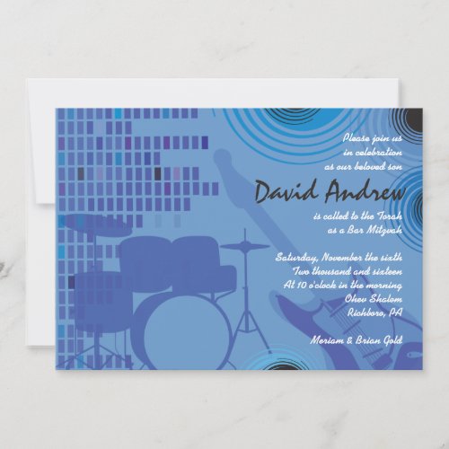 Rock n Roll Bar Bat Mitzvah Invitation