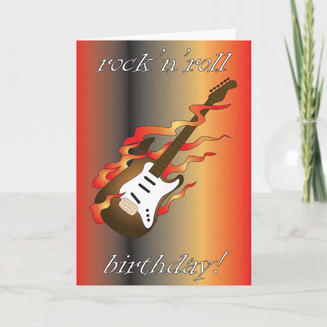 rock ’n’ roll birthday greeting card | Zazzle