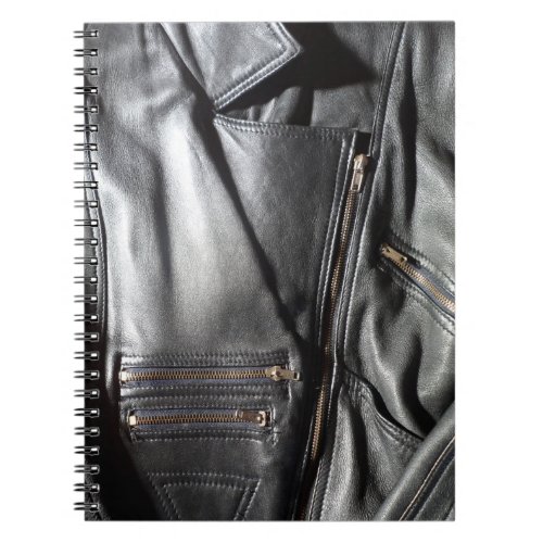 Rock n Roll Black Leather Jacket Photo Print Notebook