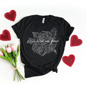 Rock n Roll Black Monochromatic Floral  Baby T-Shirt