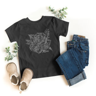 Rock n Roll Black Monochromatic Floral - Mini Baby T-Shirt