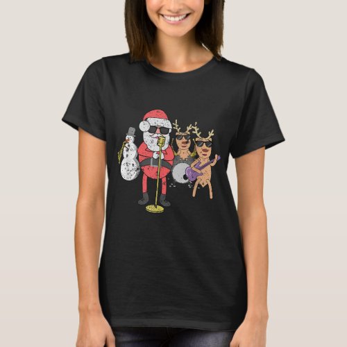 Rock N Roll Christmas Band Funny Christmas Music T_Shirt