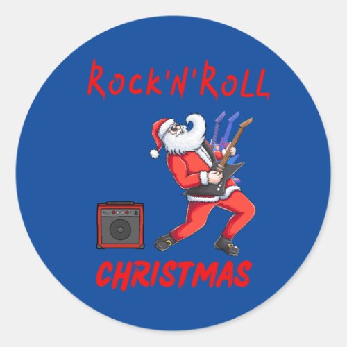 Rock_N_Roll Christmas Classic Round Sticker
