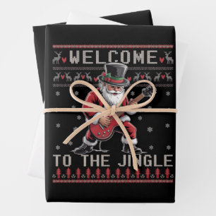 Rock n Roll Christmas Rocker Santa Ugly Christmas Wrapping Paper Sheets