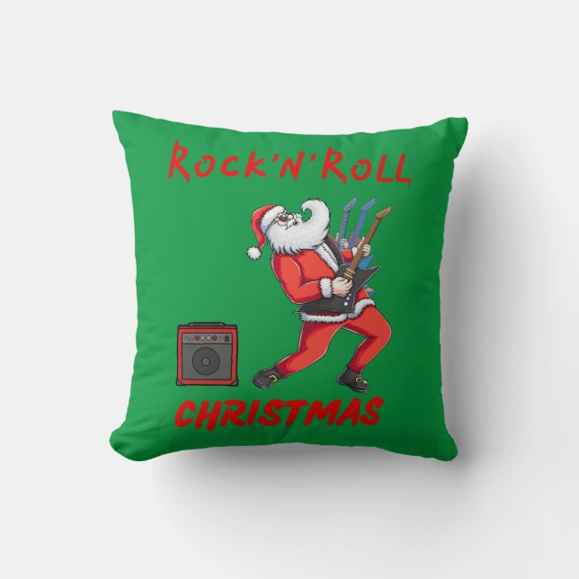 Rock-N-Roll Christmas Throw Pillow (Front)