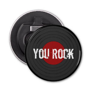 Rock N Roll Classic Round Custom Bottle Opener
