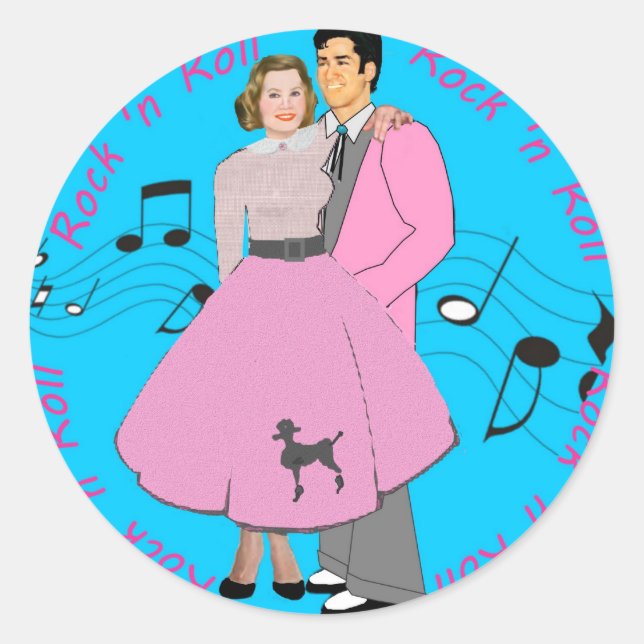 Rock ' n Roll Classic Round Sticker (Front)