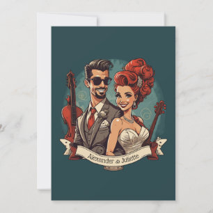 Rock n roll couple wedding invitation