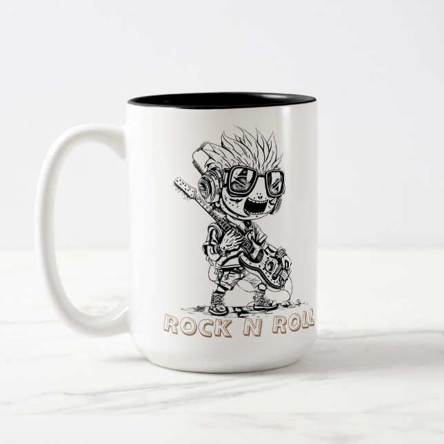 ROCK N ROLL - CREATIVE Two-Tone COFFEE MUG (Left)