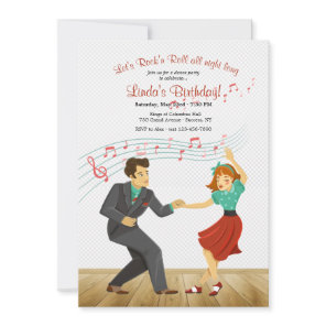 Rock 'n Roll Dance Party Invitation