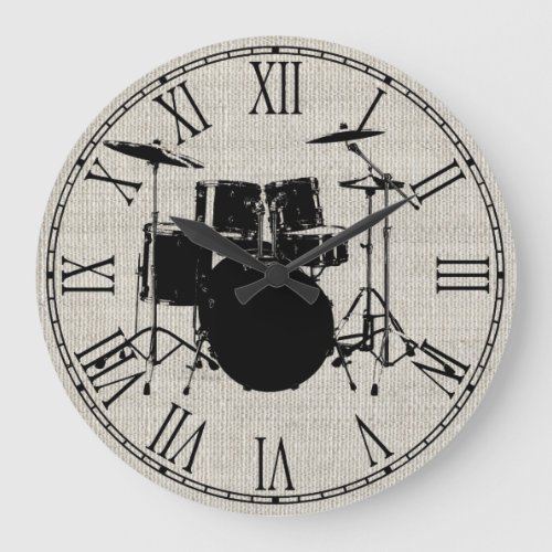 Rock n Roll Drums Large Clock