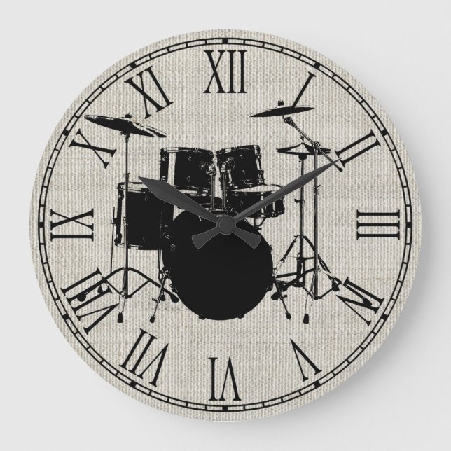 Rock n Roll Drums Large Clock (Front)