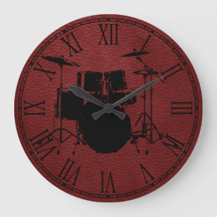 ROCK N ROLL DRUMS LARGE CLOCK