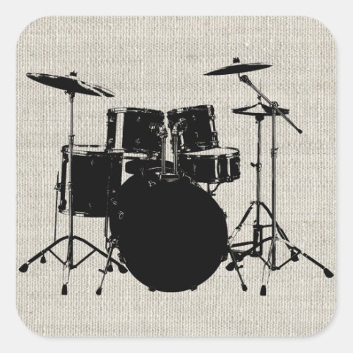 Rock n Roll Drums Square Sticker