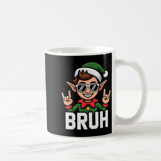 Rock N Roll Elf Bruh Funny Saying Meme Boys Men Ch Coffee Mug (Right)